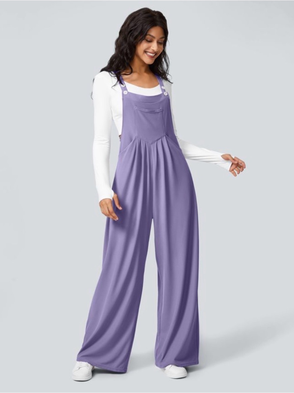 SOLD Halara Pockets Waffle Casual Overalls - Wide Leg in Mellow Purple - Picture 1 of 10